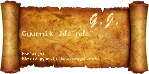 Gyurnik Júnó névjegykártya